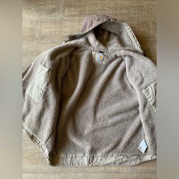 Carhartt men’s J284 FWD Brown Hooded Jacket Sherpa Lined XXL Snap Button - Picture 11 of 13
